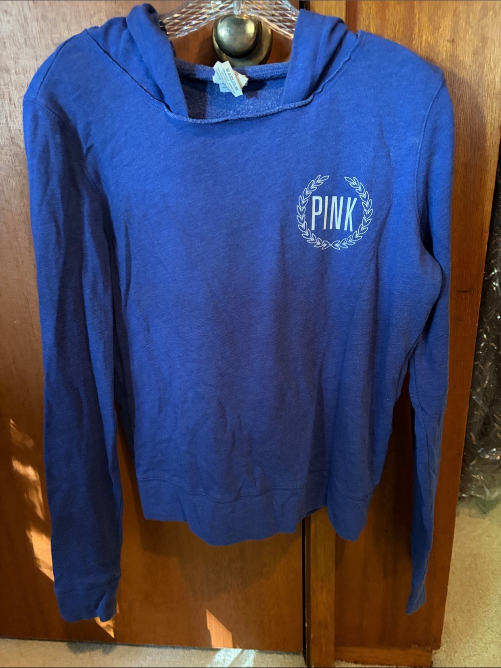 PINK Victoria's Secret Royal Blue Hoodie with PINK Chest Tag